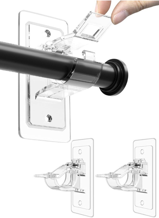Generic - No Drill Needed Curtain Rod Holders, Self Adhesive Rod Brackets, Multipurpose Nail Free Stick on Curtain Rod Hooks, Adjustable Curtain Hangers for Bathroom, Bedroom, Livingroom - Image 1