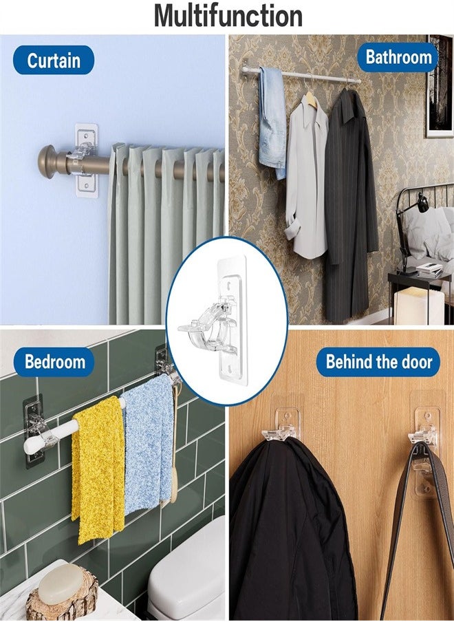 Generic - No Drill Needed Curtain Rod Holders, Self Adhesive Rod Brackets, Multipurpose Nail Free Stick on Curtain Rod Hooks, Adjustable Curtain Hangers for Bathroom, Bedroom, Livingroom - Image 1