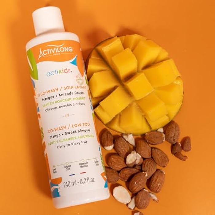 ACTIVILONG Actikids Co-wash Mango and Sweet Almond - No-Rinse Cleanser, Gentle Wash, Detangling, and Timesaving in One - 240 - Image 2