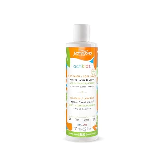 ACTIVILONG Actikids Co-wash Mango and Sweet Almond - No-Rinse Cleanser, Gentle Wash, Detangling, and Timesaving in One - 240 - Image 1
