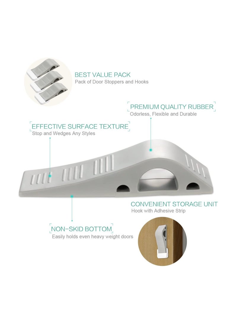 SYOSI Door Stop Wedges 3 Pack Rubber Door Stoppers with Holders Stackable and Slip-Resistant for Tiles Carpet Wood and Laminate Floors and Other Floor Surfaces Stop - Image 3