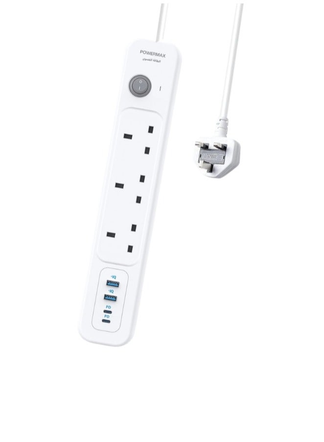 PowerMax 7-in-1 Power Strip 3 Meters with 3 Power Outlets and 4 USB + USB-C Ports - Image 4
