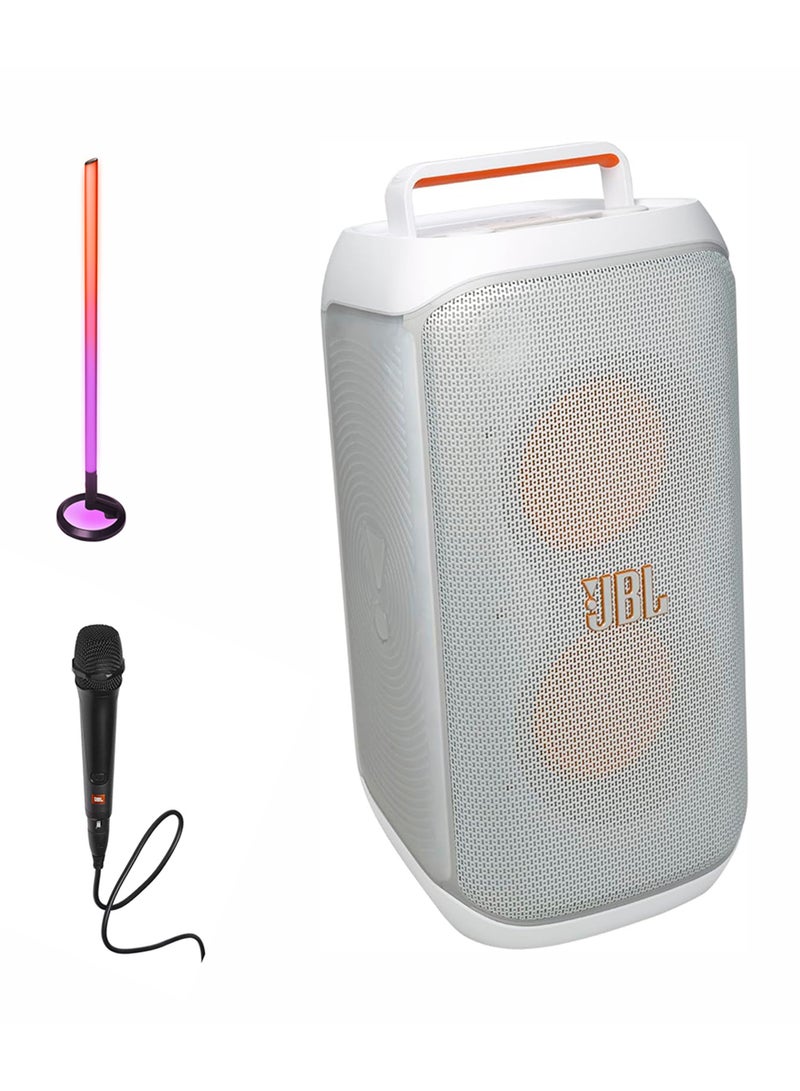 JBL PartyBox Club 120 Wireless Party Speaker,+ PBM100 Wired Dynamic Vocal Mic with Cable + PartyLight Stick JBLPBCLUB120SWUK+JBLPBM100BLK+JBLPLSTICK White - Image 1