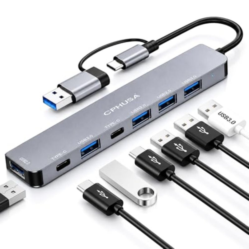 NEW 2026 - USB C Hub 7 in 2, Aluminum Multiport Adapter with USB 3.0 and USB 2.0 Ports, Slim USB Splitter for Laptop, MacBook Pro/Air, iPad, PC, Type-C Devices - Image 1
