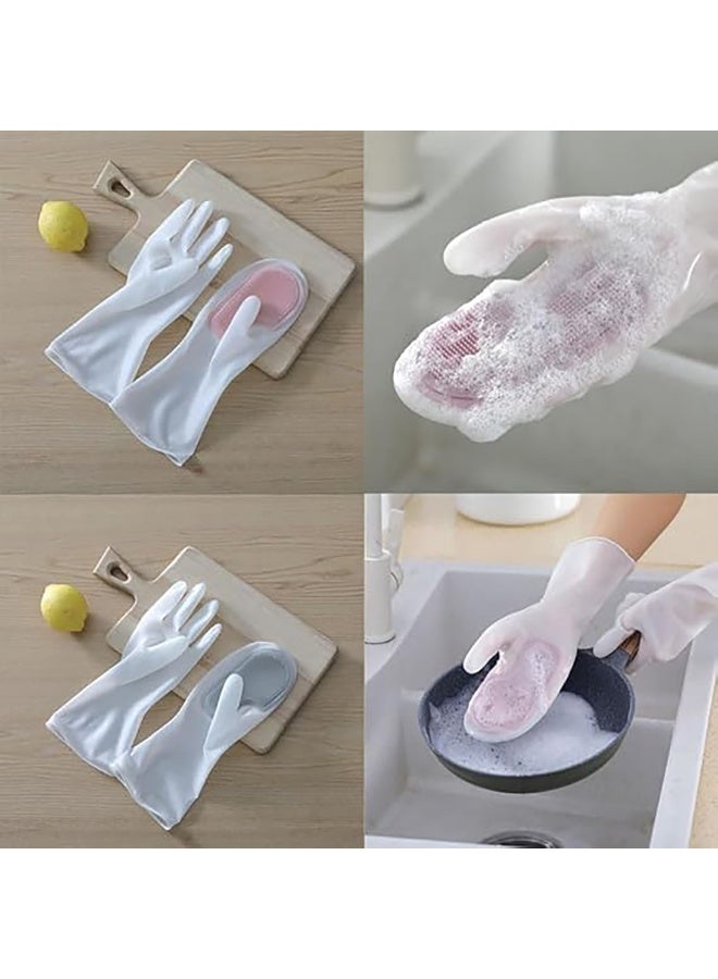 2 Pcs Rubber Dishwashing Cleaning Gloves, Waterproof, Reusable Long Kitchen Gloves, Latex-Free Household Gloves for Laundry, Cleaning, Working - Image 3
