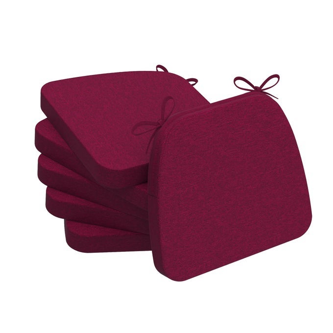 DSHAPED CHAIR CUSHIONS 2 THICK DINING CHAIR PADS WITH TIES AND REMOVABLE MACHINEWASHABLE COVER 17 X 16 SET OF 6 WINE RED