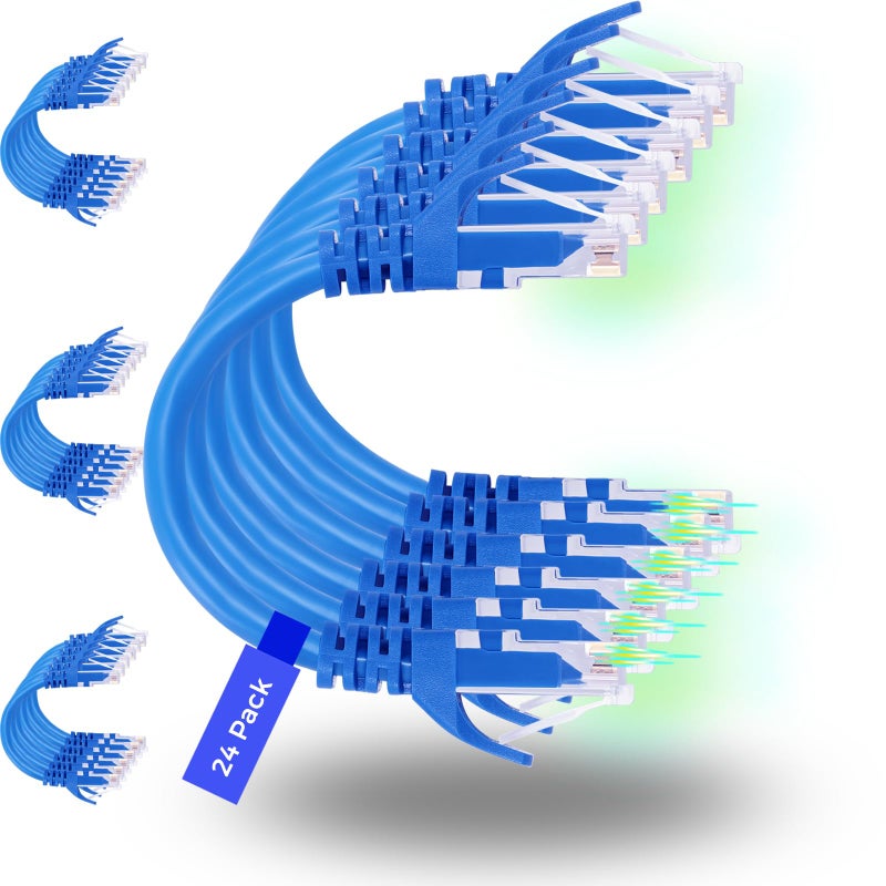 Rapink Patch Cables Cat6 3ft 24 Pack Ethernet Patch Cable 10G Support Cat 6 Patch Cable for Patch Panel to Switch Flexiable Cat 6 Ethernet Cable with Gold Plated Blue - Image 2