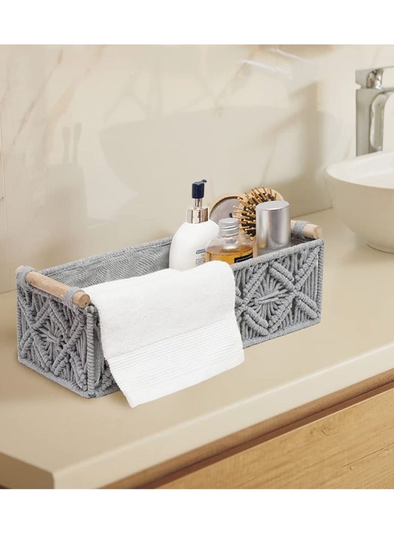 Y&D Storage Basket Boho Decor for Organizing Countertop Woven Toilet Paper Top Shelf with Handle Bathroom Bedroom Nursery Living Room Entry  - Image 3