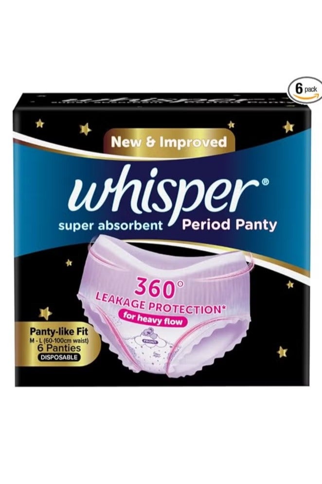 وسبير سراويل داخلية فائقة الامتصاص من ويسبر، مقاس 6 مل - كبير، حماية من التسرب 360 درجة للتدفق الغزير، ملائمة مثل الملابس الداخلية لتغطية الظهر بالكامل، تمتص التدفق الغزير، ناعمة كالحرير، مريحة الملمس