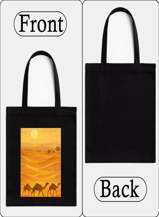 Megrok Rajasthan Desert Art Tote Bag for Women | Front A4 Size Printed Pocket | 16x14 Inch Landscape Cotton Bag | Spacious Travel Companion - Image 4