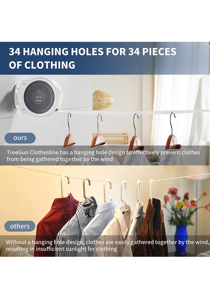 Excefore Retractable Clothesline Adjustable Wall Mounted Clothing Line hanging hole design anti-slip Indoor Home Dormitories Laundry Hotels Travel Outdoor  - Image 3