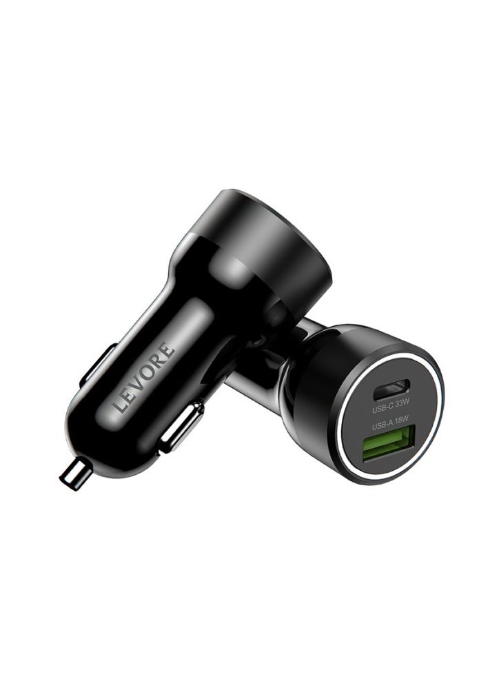 Levore Car Charger 51W USB-C PD and USB-A- Black - Image 3