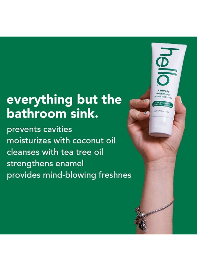 Hello Hello Naturally Whitening Fluoride Toothpaste, Natural Peppermint Flavor and Tea Tree Oil, Peroxide Free, Gluten Free, SLS Free, 3 Pack, 4.7 OZ Tubes  - Image 3