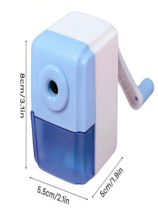 IVICOO Colored Pencil Sharpener for Kids with One-Handle Operation,Pencil Sharpener Manual with Transparent Container and Non-Slip Base(1 Pack,Blue) - Image 2