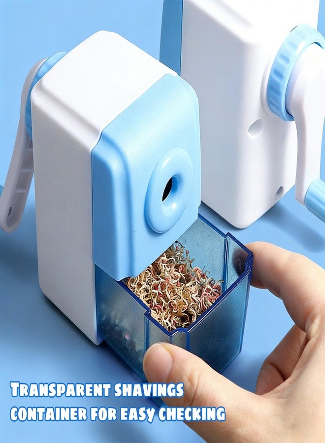 IVICOO Colored Pencil Sharpener for Kids with One-Handle Operation,Pencil Sharpener Manual with Transparent Container and Non-Slip Base(1 Pack,Blue) - Image 4