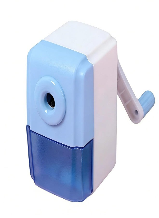 IVICOO Colored Pencil Sharpener for Kids with One-Handle Operation,Pencil Sharpener Manual with Transparent Container and Non-Slip Base(1 Pack,Blue) - Image 1
