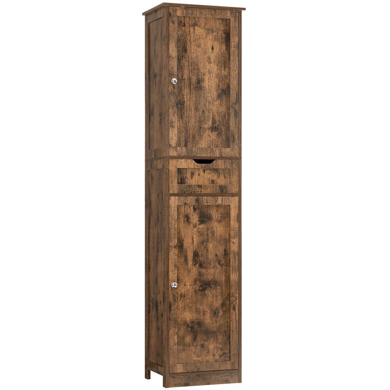 Iwell 67 Tall Storage Cabinet Bathroom Cabinet with Drawer Adjustable Shelves Narrow Storage Cabinet Floor Cabinet for Living Room Home Office Rustic Brown