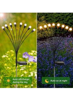 Cool Baby COOLBABY Hard Thorn Solar Firefly Lights, 4 packs of 8 LED Solar Swing Lights Solar Garden Lights Waterproof Solar Firefly Lights Outdoor Solar Garden Decorative Lights  - Image 5
