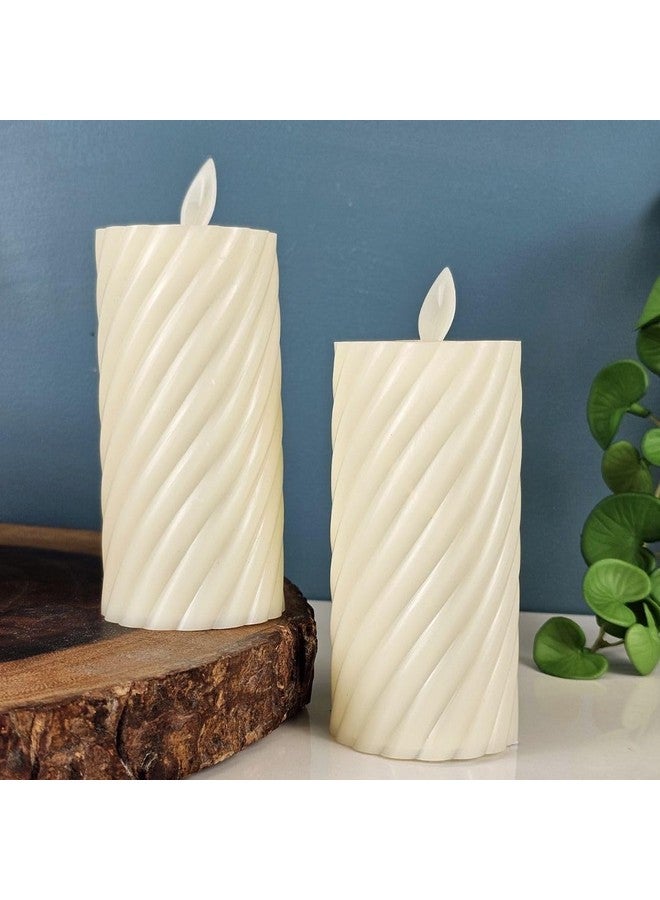 Satyam Kraft 2 Pcs Flameless And Smokeless Decorative Plastic Candles Led Tea Light Candle Perfect For Gifting,Home Decor, Ganpati Mandap Decor, Room,Rakhi (Yellow)(11 Cm Height)(Pack Of 2)(Model 2)  - Image 1