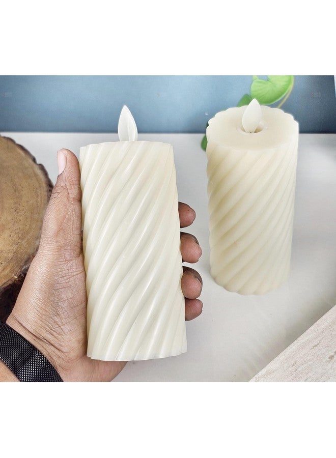 Satyam Kraft 2 Pcs Flameless And Smokeless Decorative Plastic Candles Led Tea Light Candle Perfect For Gifting,Home Decor, Ganpati Mandap Decor, Room,Rakhi (Yellow)(11 Cm Height)(Pack Of 2)(Model 2)  - Image 5