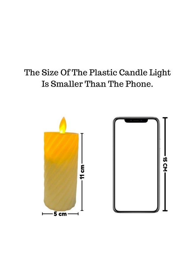 Satyam Kraft 2 Pcs Flameless And Smokeless Decorative Plastic Candles Led Tea Light Candle Perfect For Gifting,Home Decor, Ganpati Mandap Decor, Room,Rakhi (Yellow)(11 Cm Height)(Pack Of 2)(Model 2)  - Image 2
