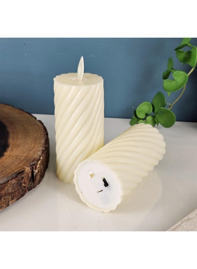 Satyam Kraft 2 Pcs Flameless And Smokeless Decorative Plastic Candles Led Tea Light Candle Perfect For Gifting,Home Decor, Ganpati Mandap Decor, Room,Rakhi (Yellow)(11 Cm Height)(Pack Of 2)(Model 2)  - Image 4