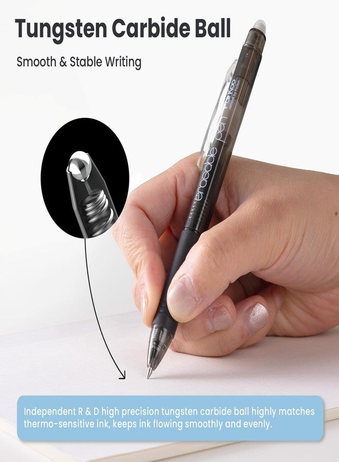 ParKoo 20 Pack Retractable Erasable Gel Pens Clicker, Fine Point 0.7 mm, Make Mistakes Disappear, Black Pens for Writing, Journaling and Crossword Puzzles - Image 2