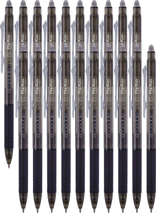 ParKoo 20 Pack Retractable Erasable Gel Pens Clicker, Fine Point 0.7 mm, Make Mistakes Disappear, Black Pens for Writing, Journaling and Crossword Puzzles - Image 1