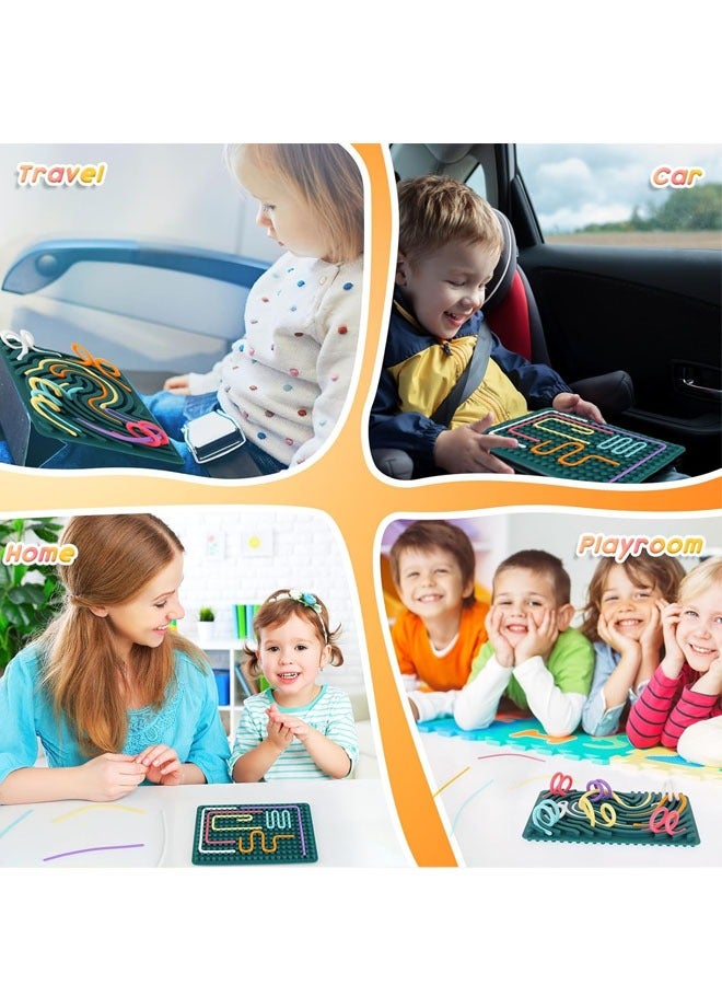Sensory Activity Board,Double-Sided Silicone Fidget Toy for Kids  Adults Calming for Anxiety, ADHD  Autism Sensory Toys for Kids 3+ Portable with Travel Bag  20 Strings  - Image 3