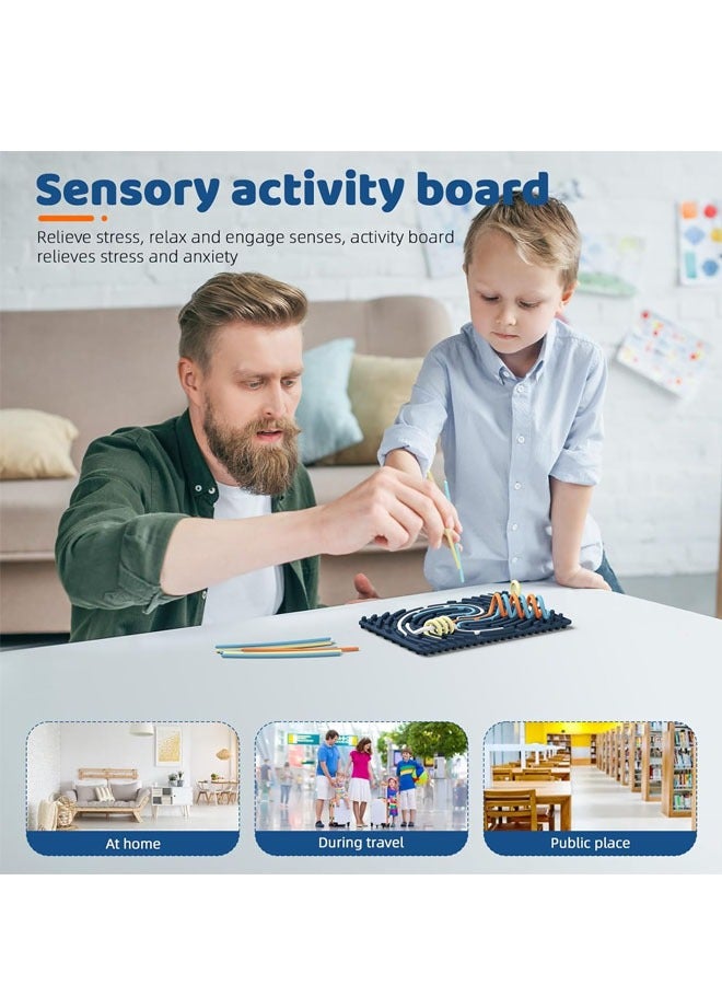 Sensory Activity Board,Double-Sided Silicone Fidget Toy for Kids  Adults Calming for Anxiety, ADHD  Autism Sensory Toys for Kids 3+ Portable with Travel Bag  20 Strings  - Image 2