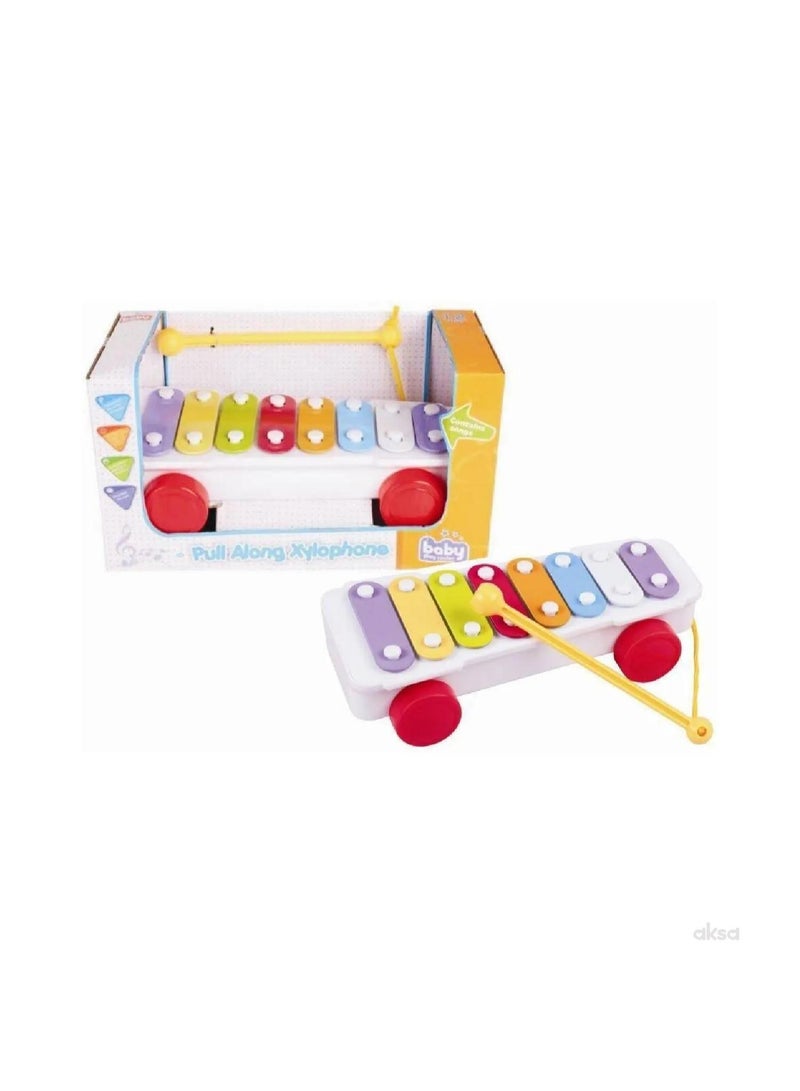 Children's musical xylophone with pull-along wheels, assorted colors - Image 1
