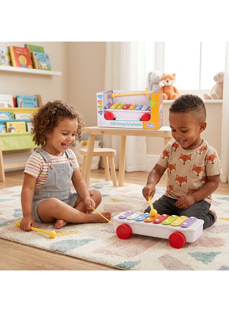 Children's musical xylophone with pull-along wheels, assorted colors - Image 2