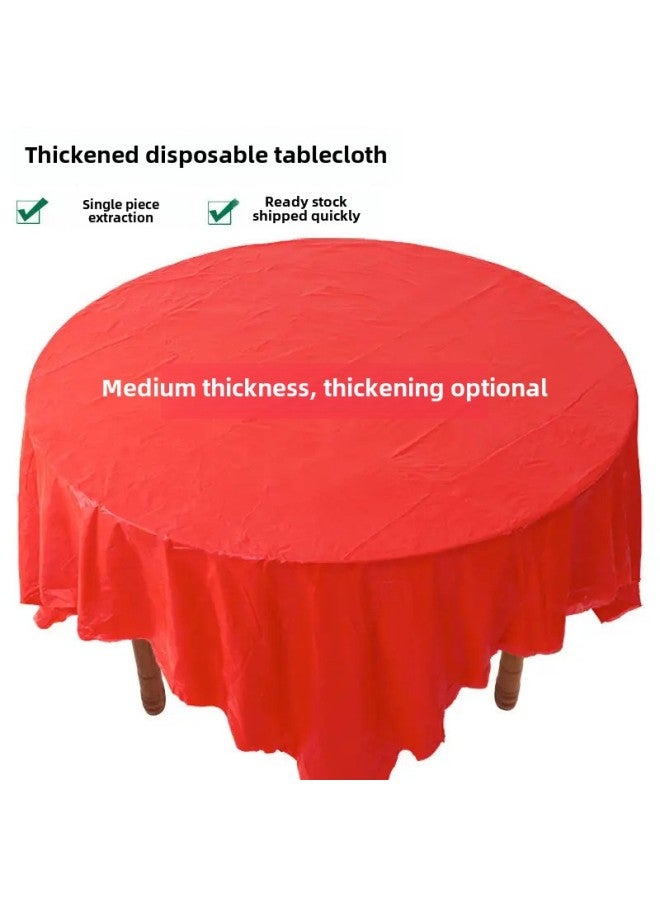 Thickened Disposable Tablecloth 10 Pieces Bag Plastic Round Table Cloth Square Hotel Wedding Banquet Waterproof Oil-Color:Red-Specifications:Thickened 10 Sheets  - Image 1