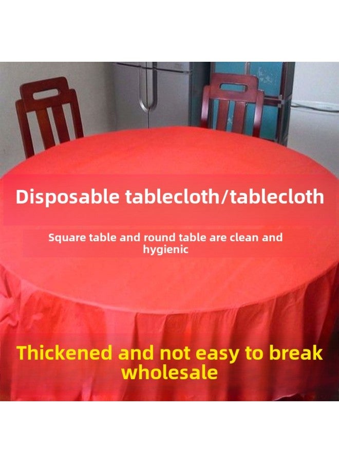 Thickened Disposable Tablecloth 10 Pieces Bag Plastic Round Table Cloth Square Hotel Wedding Banquet Waterproof Oil-Color:Red-Specifications:Thickened 10 Sheets  - Image 2