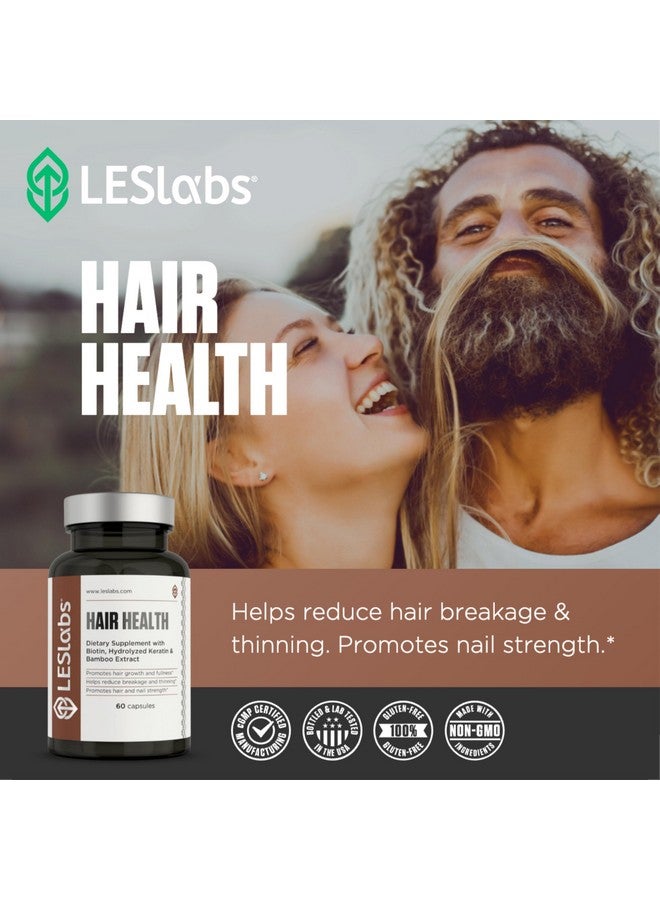 لي لابز LES Labs Hair Health - مكمل لنمو الشعر والأظافر، يحسن السُمك والقوة والامتلاء - الكيراتين والبيوتين وبذور اليقطين والميثيل سلفونيل ميثان - 60 كبسولة - Image 5