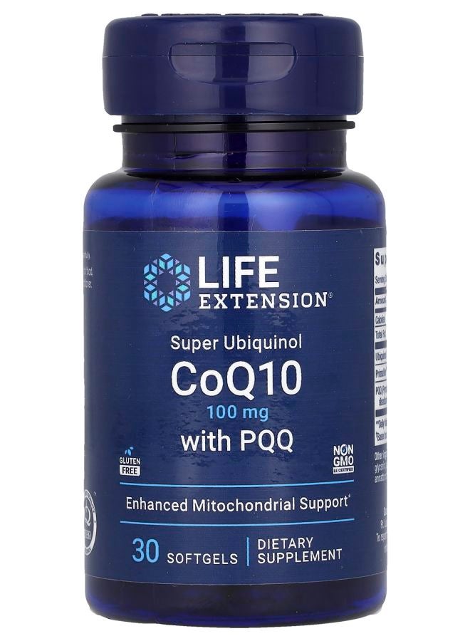 سوبر يوبكوينول CoQ10 مع PQQ 100 ملغ 30 كبسولة لينة