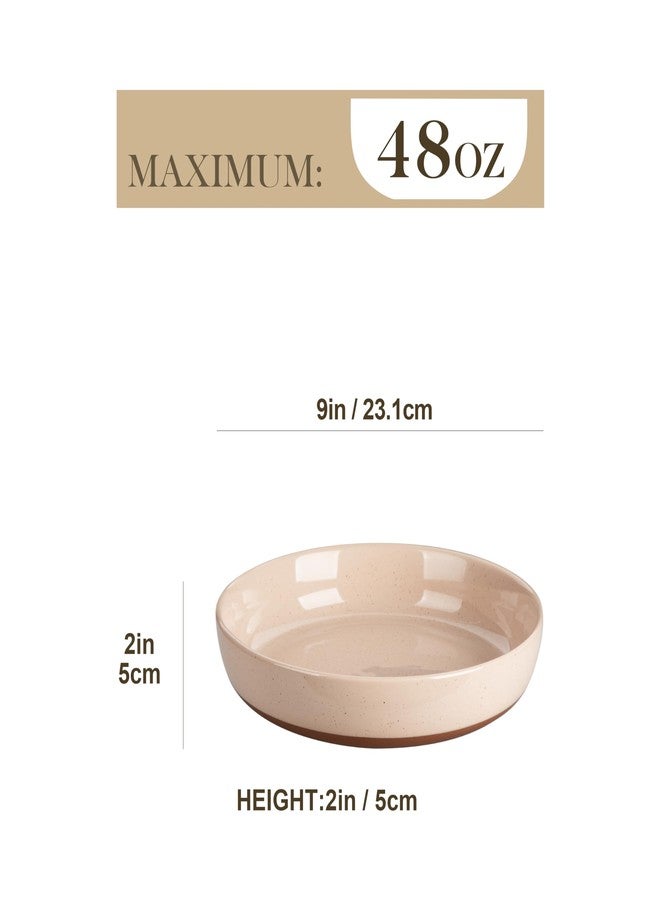 MALACASA Large Pasta Bowls Set of 4, 48 OZ Salad Bowls Serving Bowls for Dinner, Ceramic Soup Bowls Pasta Plates for Serving, Stackable, Microwave & Dishwasher Safe, Multicolor, Series TARA - Image 2