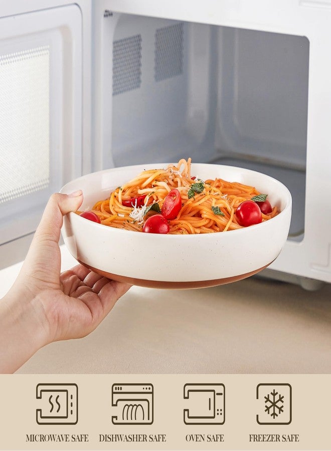 MALACASA Large Pasta Bowls Set of 4, 48 OZ Salad Bowls Serving Bowls for Dinner, Ceramic Soup Bowls Pasta Plates for Serving, Stackable, Microwave & Dishwasher Safe, Multicolor, Series TARA - Image 4