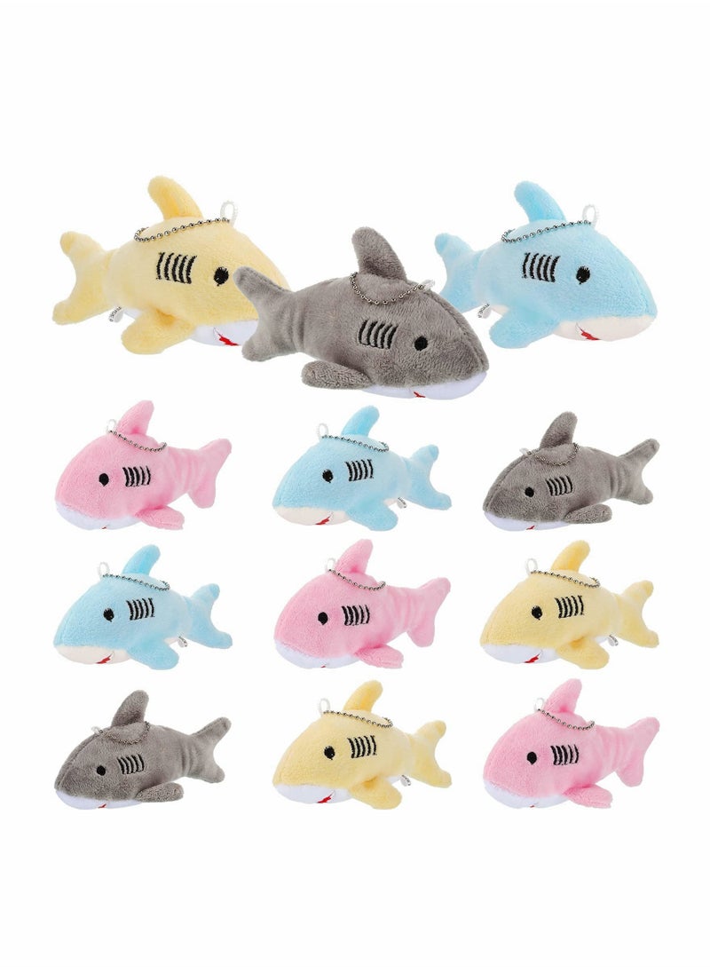 12 Pcs Mini Stuffed Animal Soft Shark Plush Toys Shark Party Favors Shark Party Bag Tiny Ocean Animal Toys for Baby Toddlers Kids Stocking Stuffs 10CM  - Image 1
