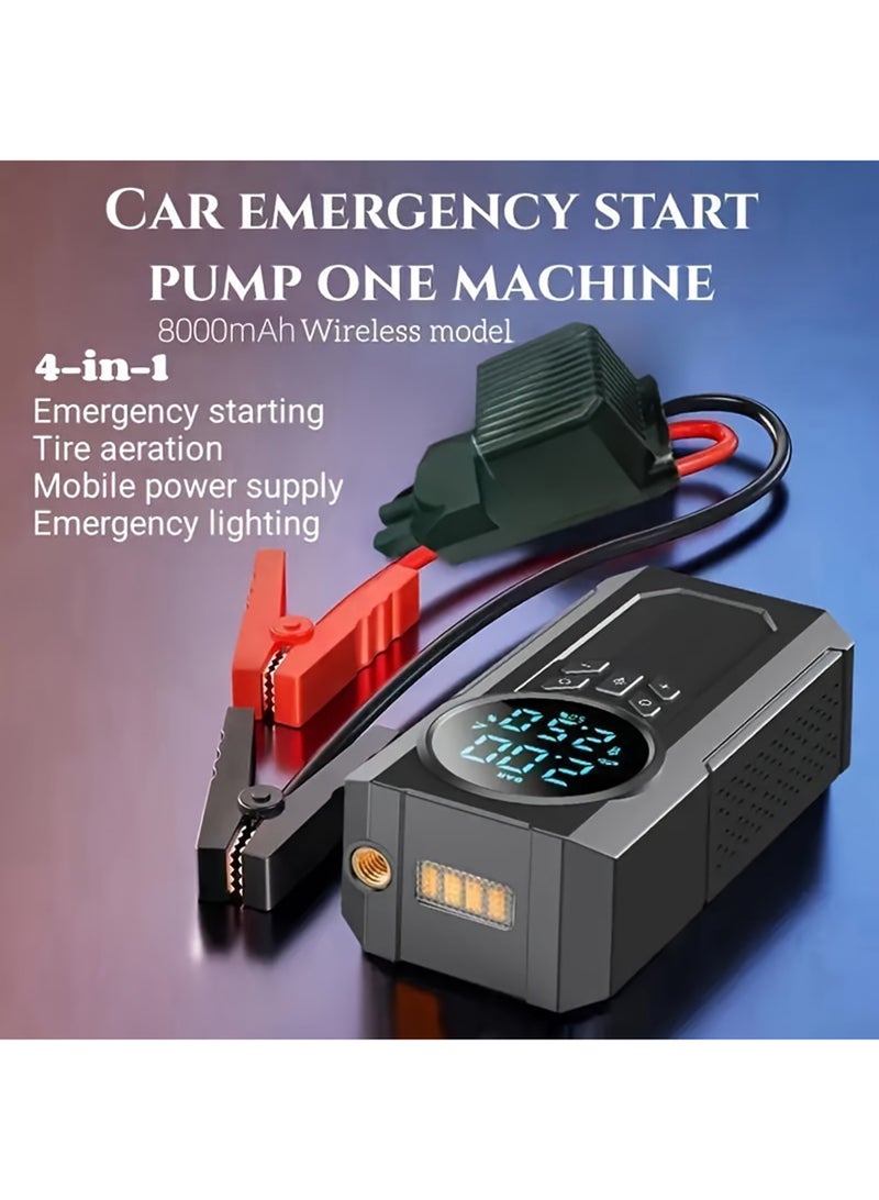 Portable Cordless Car Battery Emergency Starter, Tire Air Pump, Air Compressor To Easily Inflate Tires, LED Display, With Flashlight, Mobile Power Supply, Large Capacity Storage - Image 3