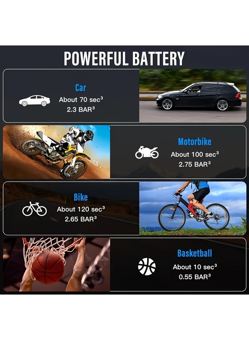 Portable Cordless Car Battery Emergency Starter, Tire Air Pump, Air Compressor To Easily Inflate Tires, LED Display, With Flashlight, Mobile Power Supply, Large Capacity Storage - Image 4