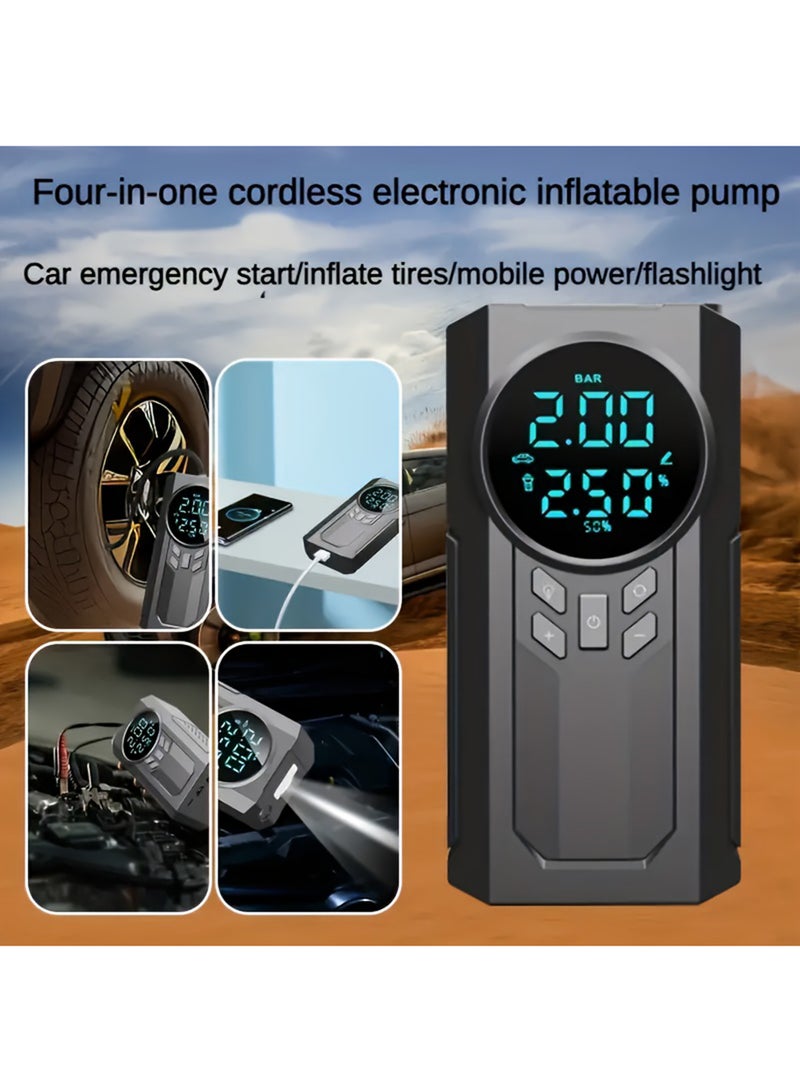 Portable Cordless Car Battery Emergency Starter, Tire Air Pump, Air Compressor To Easily Inflate Tires, LED Display, With Flashlight, Mobile Power Supply, Large Capacity Storage - Image 5