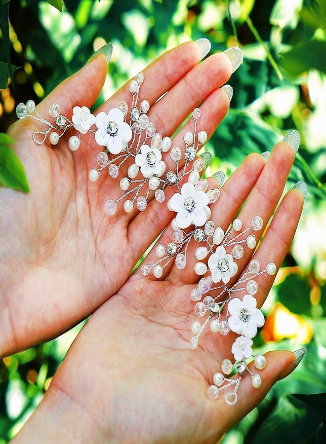 جورايس GORAIS زهرة العروس تاج فضي مرصع بأحجار الراين إكسسوارات شعر العروس للنساء والفتيات - Image 4