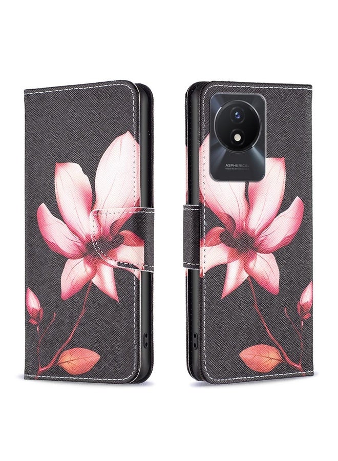 HuHa Case Cover For vivo Y02 4G Colored Drawing Pattern Leather Phone Case(Lotus) - Image 1