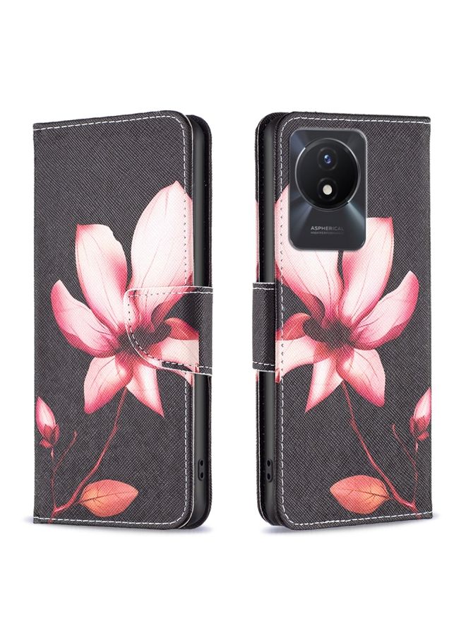 HuHa Case Cover For vivo Y02 4G Colored Drawing Pattern Leather Phone Case Lotus 