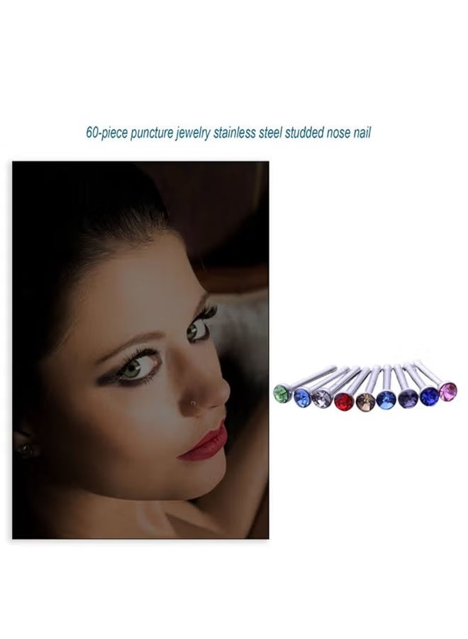 60-Piece Stainless Steel Nose Stud - Image 3