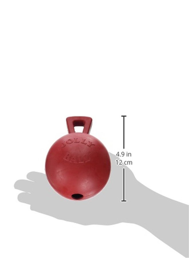 Jolly Pets Tug-n-Toss Heavy Duty Dog Toy Ball with Handle, 4 Inches/Petite, Red - Image 3