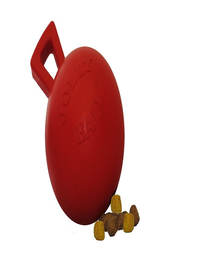 Jolly Pets Tug-n-Toss Heavy Duty Dog Toy Ball with Handle, 4 Inches/Petite, Red - Image 1
