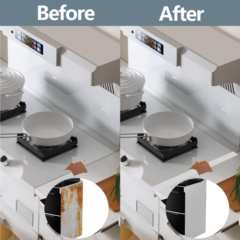 ddLUCK Silicone Stove Gap Covers (2PCS), 25 inch Gap Filler, Oven Counter Side Gap Guard, Heat Resistant & Easy Clean, Semi-Clear - Image 3