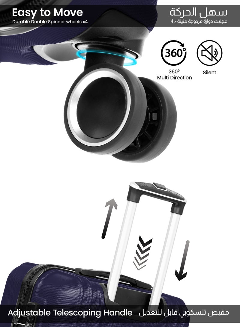 PARAJOHN Large 28-Inch ABS Material Lightweight Hardshell Luggage Trolley | carrying 30kg Durable Hardsided Spinner Trolley Suitcase Navy - Image 2